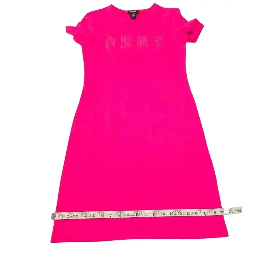 Bright Pink DKNY T-Shirt Dress - Casual & Stylish - Picture 12 of 14